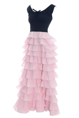 1940s Vintage Dress Gilbert Adrian Original in Pink and Black Ruffles - Dressing Vintage