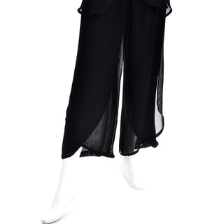 Giorgio Armani Black Sheer Crepe Evening Pants Tunic Ensemble - Dressing Vintage