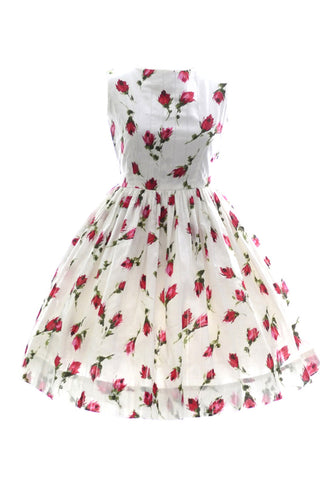 Girl's I Magnin vintage Child's dress 1950s rose print pristine condition SOLD - Dressing Vintage