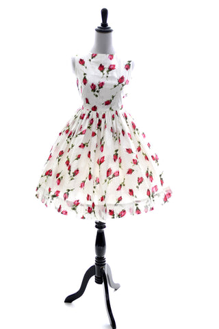 Girl's I Magnin vintage Child's dress 1950s rose print pristine condition SOLD - Dressing Vintage