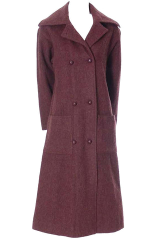 1970s Givenchy Nouvelle Boutique Coat in Burgundy Alpaca Wool