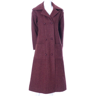 1970s Givenchy Nouvelle Boutique Coat in Burgundy Alpaca Wool France