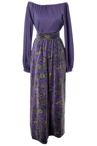 1970's Givenchy Purple Velvet Maxi Skirt and Top - Dressing Vintage