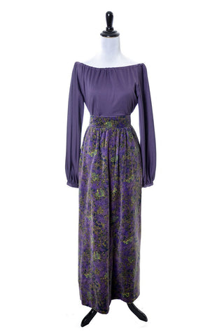 1970's Givenchy Purple Velvet Maxi Skirt and Top