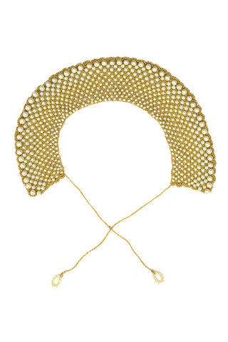 Vintage Gold Mesh Pearl Collar Choker Necklace