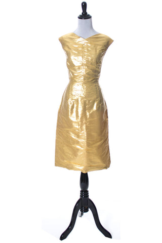 1960s Bombshell Gold Lame Vintage Cocktail Party Dress SOLD - Dressing Vintage