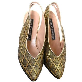 Vintage gold metallic slingback heels 7.5