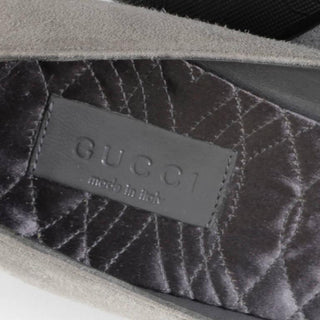 Never Worn Gucci Gray Suede Kitten Heel Shoes w/ Chain Medallion 7.5 B