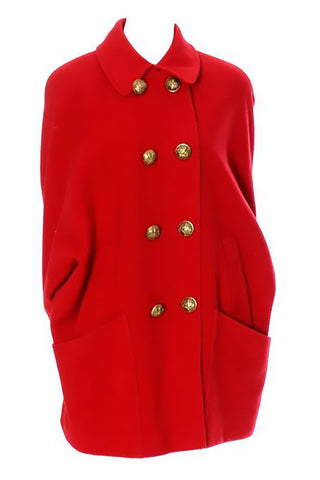 1980s vintage red wool coat by Guy Laroche size 8/10