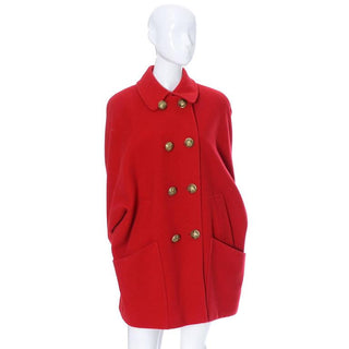1980's Guy Laroche vintage red wool coat