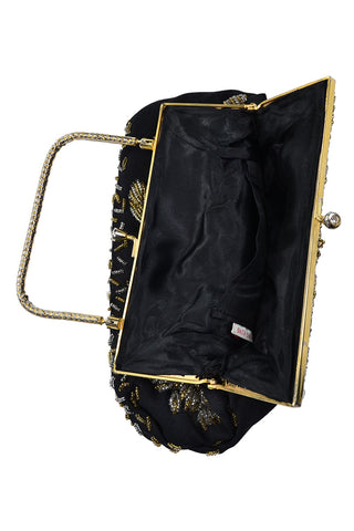 1960s Vintage Gold Silver Beaded Handbag Evening Bag