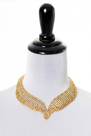 Amazing Vintage Hattie Carnegie Woven Mesh Rhinestone Necklace - Dressing Vintage
