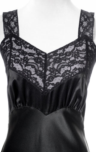 1940s Vintage Heavenly Silks by Fischer Black Full Slip - Dressing Vintage