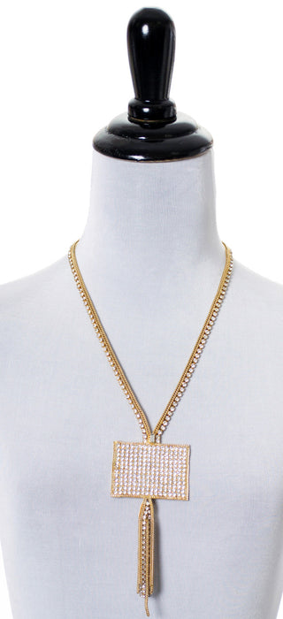 A Beautiful Hobe Vintage Rhinestone Gold Fringe Necklace - Dressing Vintage