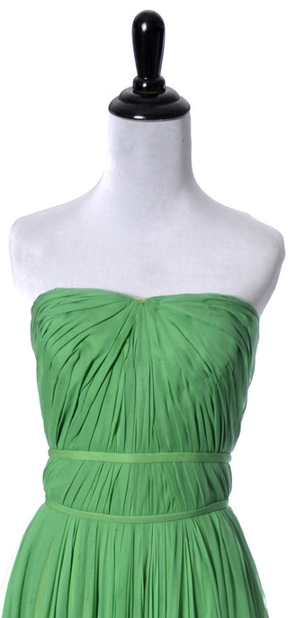 1950's Draped Grecian Howard Greer Green Silk Chiffon Vintage Dress - Dressing Vintage