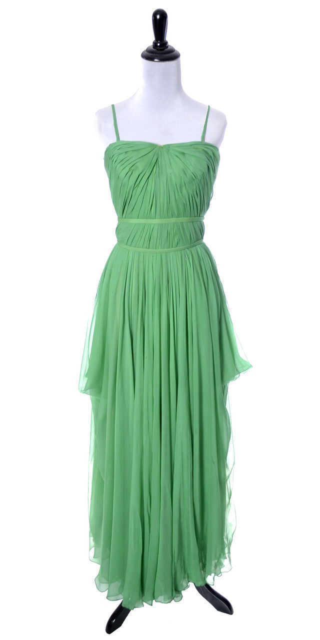 1950s Howard Greer Vintage dress in Green Silk Chiffon Modig 1950s Howard Greer Vintage dress in Green Silk Chiffon Modig