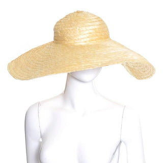 I Magnin vintage woven straw floppy hat with extra wide brim