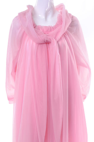 Vintage Nightgown Robe Peignoir Pink Chiffon