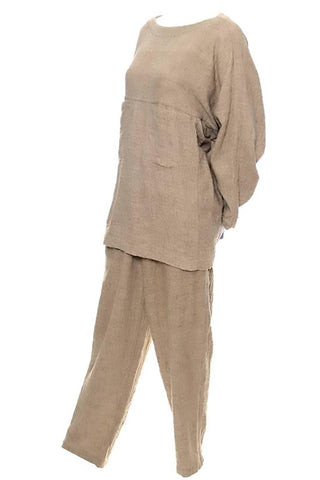 Textured cotton tunic top and pants by Issey Miyake Plantation