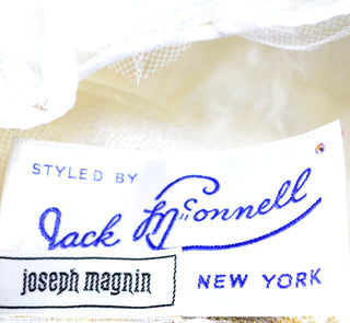 Curly White Jack McConnell 1960s Mod Whimsy Vintage Hat - Dressing Vintage