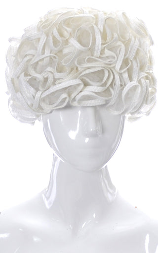 Curly White Jack McConnell 1960s Mod Whimsy Vintage Hat - Dressing Vintage