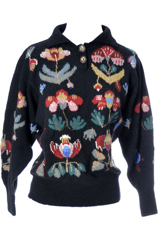Floral Jamie & Jessi Seaton wool knit vintage sweater made in Wales - Dressing Vintage
