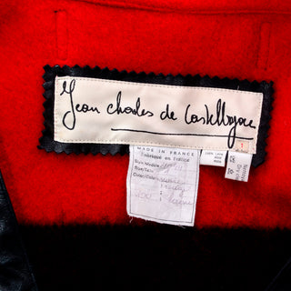 Jean-Charles de Castelbajac label for 1980's black and red wool blanket coat