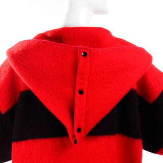 Jean-Charles de Castelbajac red and black wool hooded coat