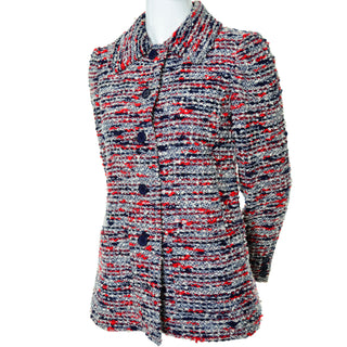 1970s Jean Louis Scherrer Numbered Boutique Vintage Red & Blue Jacket w belt and pockets