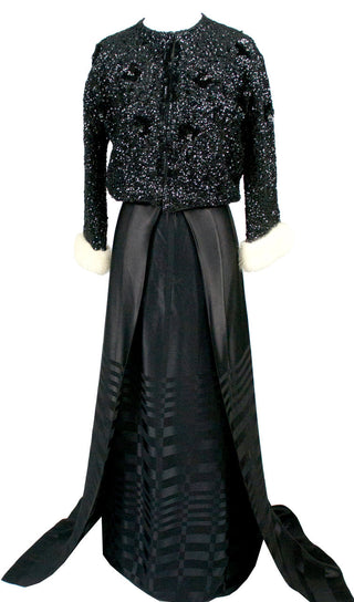Vintage Jean Varon Black Satin Maxi Skirt 1960s - Dressing Vintage