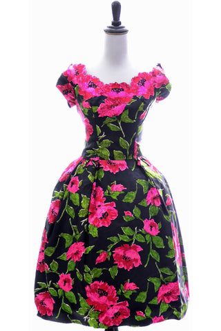 1950s Kay Selig Floral Silk Vintage Dress SOLD - Dressing Vintage