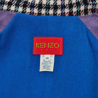 Kenzo Paris 1980's houndstooth plaid coat