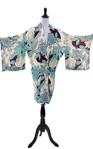 Japanese kimono Gorgeous vintage robe 1930s floral silk - Dressing Vintage