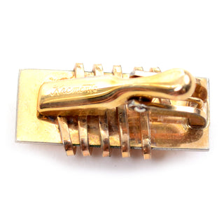 Art Deco Krementz 14K gold plated vintage set of cuff links and tie bar