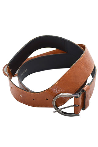 1980s Krizia Extra Long Vintage Brown Leather Belt