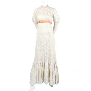 Edwardian lace long sleeve wedding dress