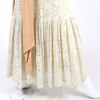 Hem ruffle vintage antique wedding dress lace