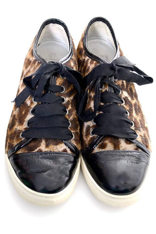 Animal Print sneakers by Lanvin with black patent leather toe