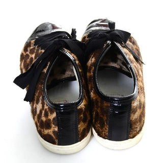 Lanvin Pony Hair Cheetah Print Sneaker Shoes w/ Patent Leather Toe 38 US 7.5