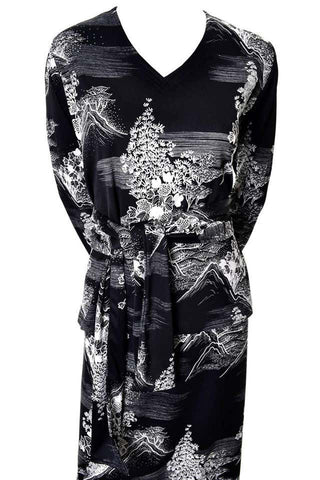 Lanvin Vintage Black & White Print Vintage Dress 70s