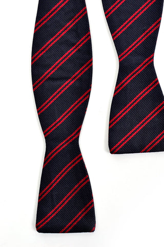 Red striped vintage blue silk bow tie from Lewis & Thos Saltz Washington