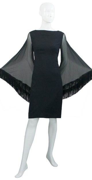 Dramatic Batwing Lilli Diamond Little Black Vintage Dress - Dressing Vintage