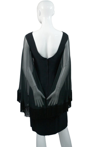 Dramatic Batwing Lilli Diamond Little Black Vintage Dress - Dressing Vintage