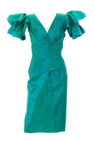 Iconic 1980s statement vintage dress Lillie Rubin iridescent green - Dressing Vintage