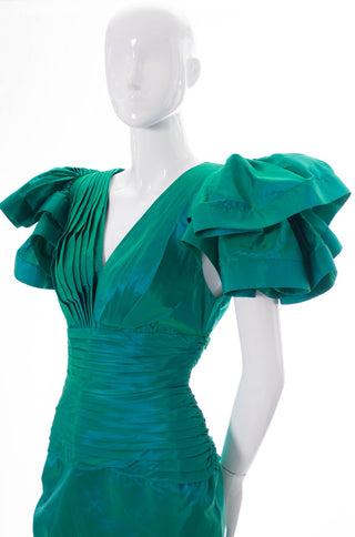 Iconic 1980s statement vintage dress Lillie Rubin iridescent green - Dressing Vintage