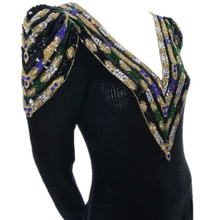 Black Lillie Rubin Vintage Dress 1980s Beaded Knit
