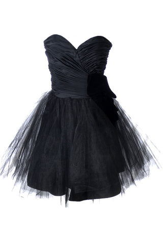 1980's Lillie Rubin Black Strapless Party Dress - Dressing Vintage