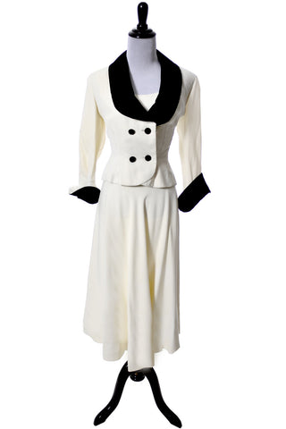 Vintage 1940s black and white dress from Marshall Field with jacket - Dressing Vintage