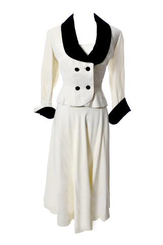 Vintage 1940s black and white dress from Marshall Field with jacket - Dressing Vintage