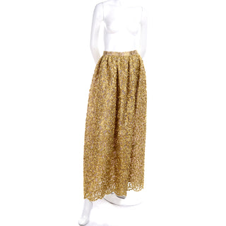 Mary McFadden Couture Evening Skirt in Gold Metallic Lace & Soutache New w/ Tags
